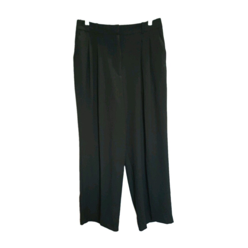 Worthington Double Pleated Black Dress Pants 8 Wide Leg High Rise Corporate NEW
